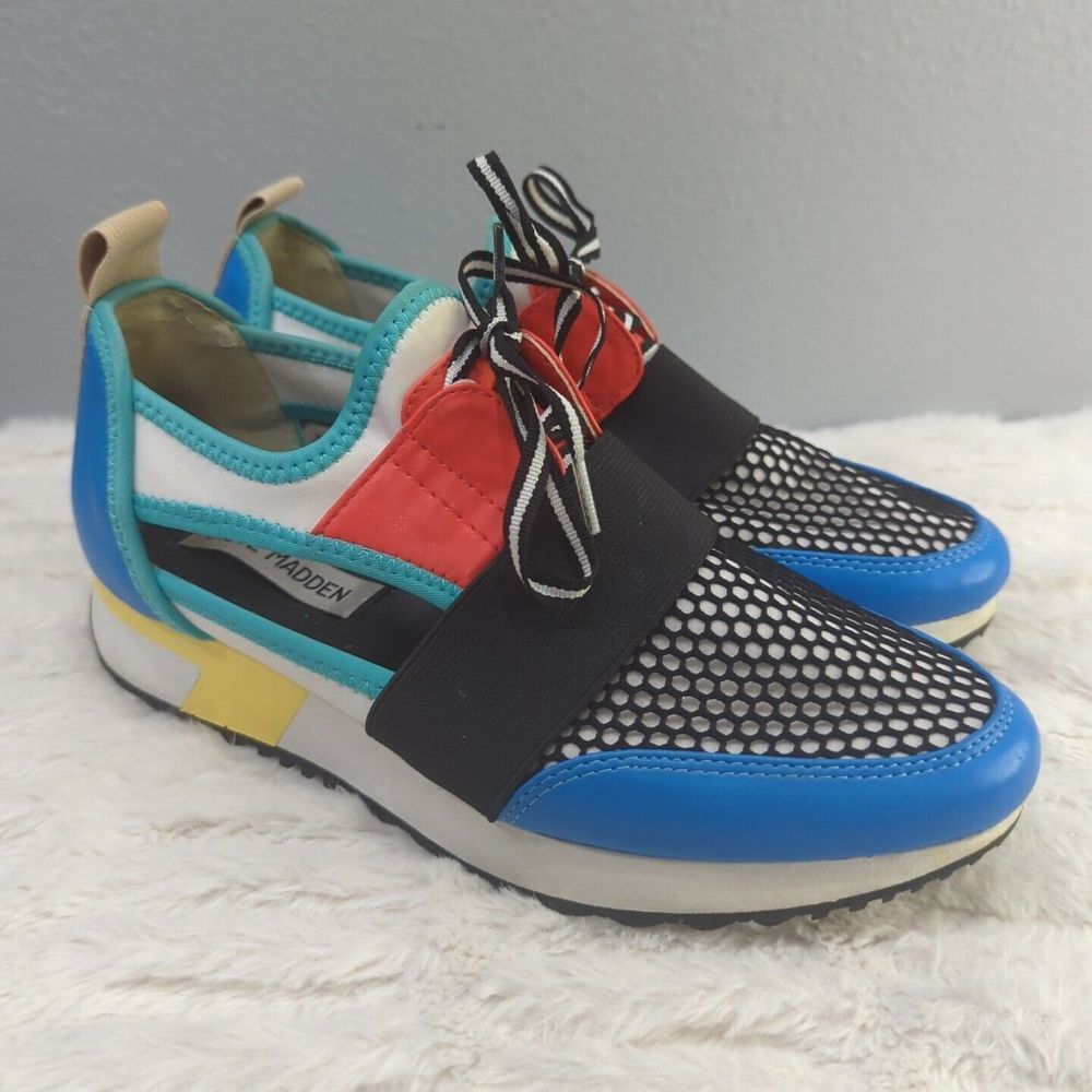 Steve Madden Women's Arctic Fashion Sneaker‎ Size 7 Colorblock Cutout Colorful